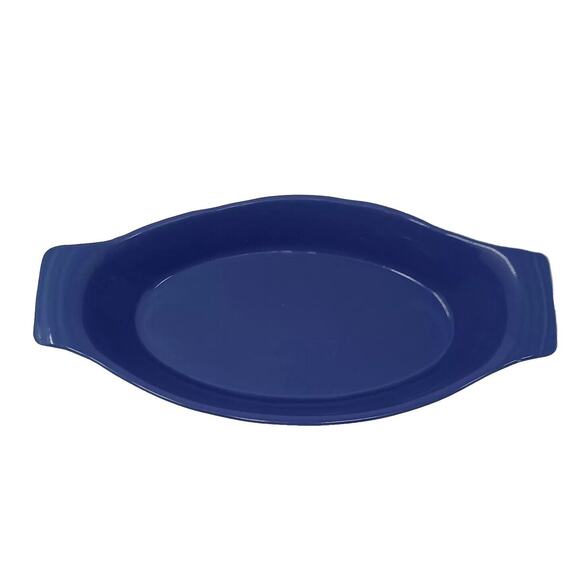 2 Au Gratin Casserole Serving Dishes Pink Blue Ribbed Small 11"L x 5.5" W x 2" H - Picture 7 of 9